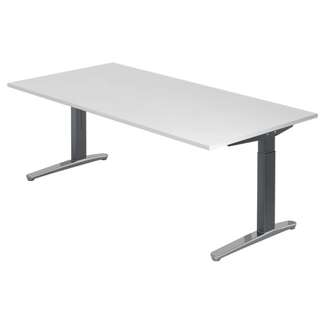 Hoogteverstelbaar bureau XTRA XB 2E GC met wit tafelblad en grijze poten van hjh OFFICE PRO