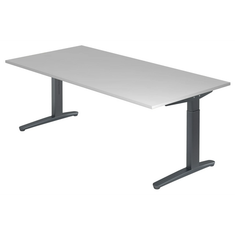 Hoogteverstelbaar bureau XTRA XB 2E GG in grijs met rechthoekig blad van hjh OFFICE PRO