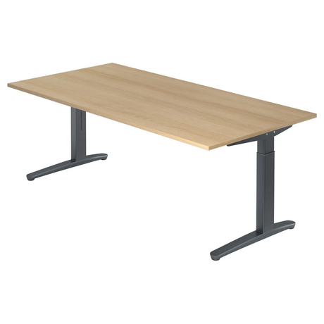 Hoogteverstelbaar bureau XTRA XB 2E GG in eiken met donkergrijs onderstel van hjh OFFICE PRO