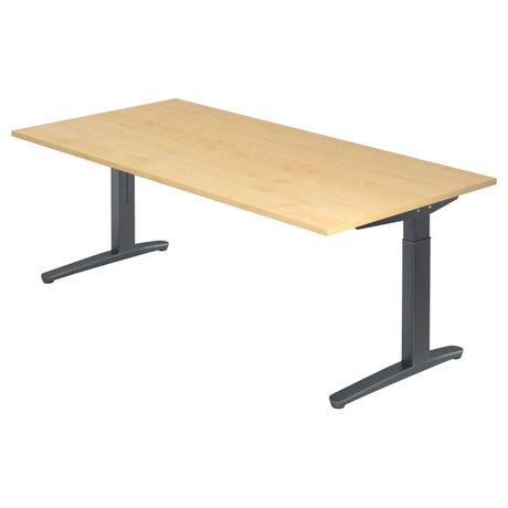 Hoogteverstelbaar bureau XTRA XB 2E GG in esdoornlook met donkergrijs onderstel van hjh OFFICE PRO