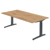 Hoogteverstelbaar bureau XTRA XB 2E GG met blad in essen-eiken en antracietkleurig onderstel van hjh OFFICE PRO