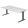 Hoogteverstelbaar bureau XTRA XB 2E GG met wit tafelblad en grijze poten van hjh OFFICE PRO