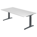 Hoogteverstelbaar bureau XTRA XB 2E GG met wit tafelblad en grijze poten van hjh OFFICE PRO