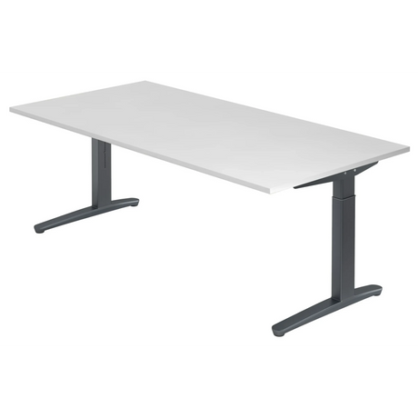 Hoogteverstelbaar bureau XTRA XB 2E GG met wit tafelblad en grijze poten van hjh OFFICE PRO
