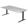 Hoogteverstelbaar bureau XTRA XB 2E GG in grijs met rechthoekig blad van hjh OFFICE PRO