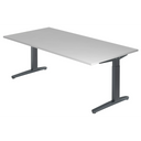 Hoogteverstelbaar bureau XTRA XB 2E GG in grijs met rechthoekig blad van hjh OFFICE PRO