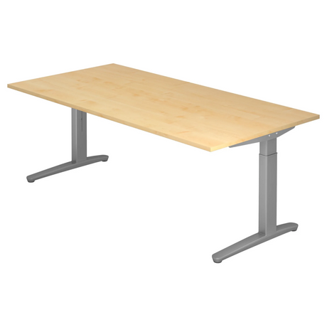 Hoogteverstelbaar bureau XTRA XB 2E SS met licht esdoorn oppervlak en grijze poten van hjh OFFICE PRO