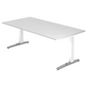 Hoogteverstelbaar bureau XTRA XB 2E WC in het wit met groot tafelblad van hjh OFFICE PRO