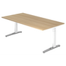 Hoogteverstelbaar bureau XTRA XB 2E WC in eikenlook met witte poten van hjh OFFICE PRO