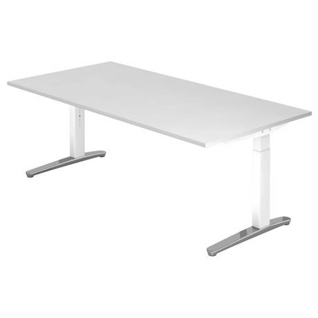 Hoogteverstelbaar bureau XTRA XB 2E WC in het wit met groot tafelblad van hjh OFFICE PRO