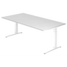 Hoogteverstelbaar bureau XTRA XB 2E WW in wit met een groot tafelblad van hjh OFFICE PRO