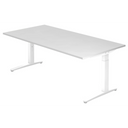 Hoogteverstelbaar bureau XTRA XB 2E WW in wit met een groot tafelblad van hjh OFFICE PRO