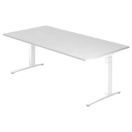 Hoogteverstelbaar bureau XTRA XB 2E WW in wit met een groot tafelblad van hjh OFFICE PRO