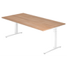 Hoogteverstelbaar bureau XTRA XB 2E WW in walnoot-look met witte poten van hjh OFFICE PRO