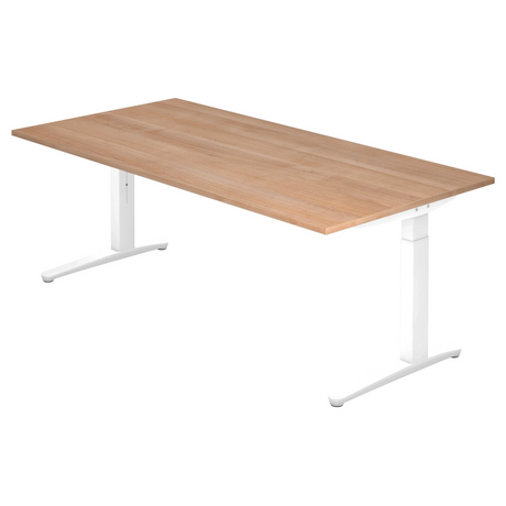 Hoogteverstelbaar bureau XTRA XB 2E WW in walnoot-look met witte poten van hjh OFFICE PRO