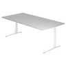 Hoogteverstelbaar bureau XTRA XB 2E WW met grijs tafelblad en wit onderstel van hjh OFFICE PRO