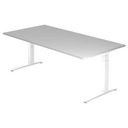 Hoogteverstelbaar bureau XTRA XB 2E WW met grijs tafelblad en wit onderstel van hjh OFFICE PRO