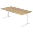 Hoogteverstelbaar bureau XTRA XB 2E WW met tafelblad in rustiek eiken en wit onderstel van hjh OFFICE PRO