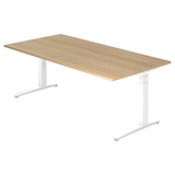 Hoogteverstelbaar bureau XTRA XB 2E WW met tafelblad in rustiek eiken en wit onderstel van hjh OFFICE PRO