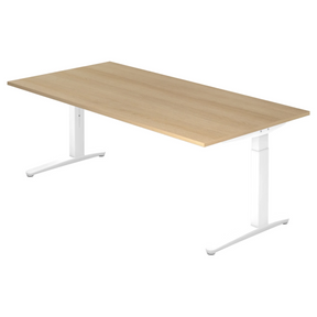 Hoogteverstelbaar bureau XTRA XB 2E WW met tafelblad in rustiek eiken en wit onderstel van hjh OFFICE PRO