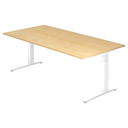 Hoogteverstelbaar bureau XTRA XB 2E WW met esdoornhouten blad en witte poten van hjh OFFICE PRO