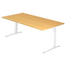 Hoogteverstelbaar bureau XTRA XB 2E WW in beukenlook met wit onderstel van hjh OFFICE PRO