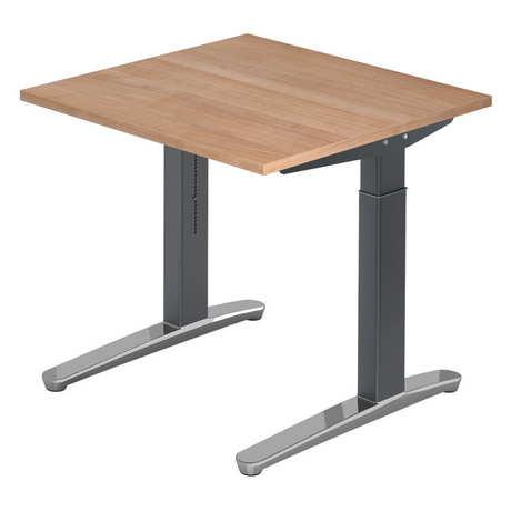Hoogteverstelbaar bureau XTRA XB 8 GC in walnootlook met grijze poten van hjh OFFICE PRO