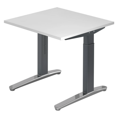 Hoogteverstelbaar bureau XTRA XB 8 GC met wit tafelblad en grijze poten van hjh OFFICE PRO