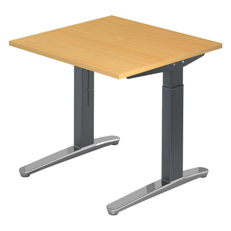 Hoogteverstelbaar bureau XTRA XB 8 GC in beuken met donkergrijs onderstel van hjh OFFICE PRO