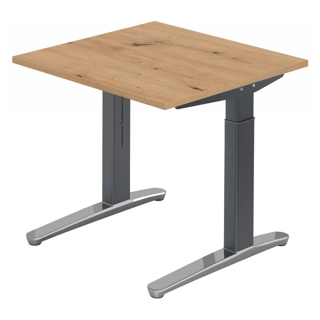 Hoogteverstelbaar bureau XTRA XB 8 GC in essen-eiken met donkergrijs onderstel van hjh OFFICE PRO