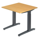 Hoogteverstelbaar bureau XTRA XB 8 GG met beukenkleurige plaat en donkergrijs frame van hjh OFFICE PRO