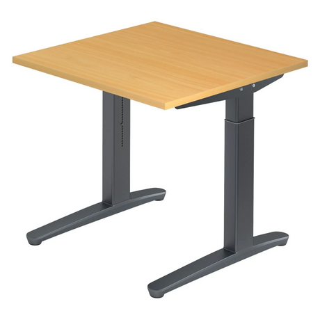 Hoogteverstelbaar bureau XTRA XB 8 GG met beukenkleurige plaat en donkergrijs frame van hjh OFFICE PRO