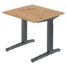 Hoogteverstelbaar bureau XTRA XB 8 GG met blad in knoestig eiken en grijze poten van hjh OFFICE PRO