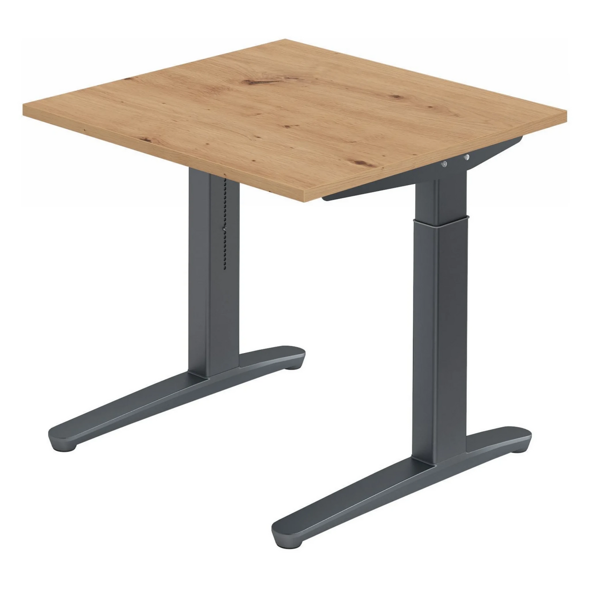 Hoogteverstelbaar bureau XTRA XB 8 GG met blad in knoestig eiken en grijze poten van hjh OFFICE PRO