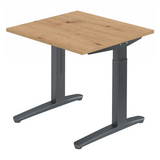 Hoogteverstelbaar bureau XTRA XB 8 GG met blad in knoestig eiken en grijze poten van hjh OFFICE PRO