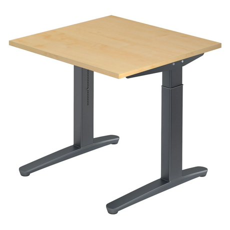 Hoogteverstelbaar bureau XTRA XB 8 GG in esdoorn met donkergrijs onderstel van hjh OFFICE PRO