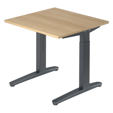Hoogteverstelbaar bureau XTRA XB 8 GG in eikenlook met donkergrijs onderstel van hjh OFFICE PRO