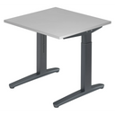 Hoogteverstelbaar bureau XTRA XB 8 GG in grijs met vierkant tafelblad van hjh OFFICE PRO
