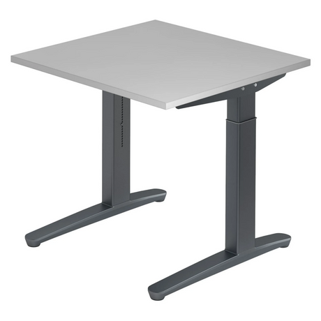 Hoogteverstelbaar bureau XTRA XB 8 GG in grijs met vierkant tafelblad van hjh OFFICE PRO