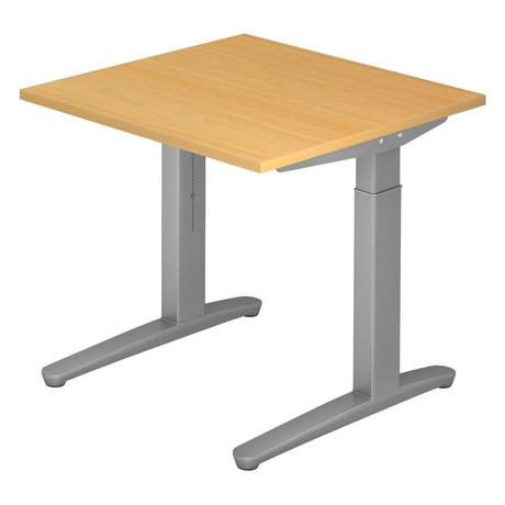 Hoogteverstelbaar bureau XTRA XB 8 SS met beukenkleurige plaat en grijs onderstel van hjh OFFICE PRO