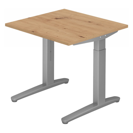Hoogteverstelbaar bureau XTRA XB 8 SS met blad in rustiek eiken en grijs onderstel van hjh OFFICE PRO
