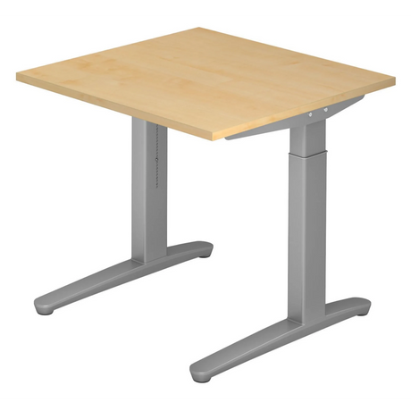 Hoogteverstelbaar bureau XTRA XB 8 SS met esdoornhouten blad en grijs onderstel van hjh OFFICE PRO