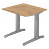Hoogteverstelbaar bureau XTRA XB 8 SS met blad in rustiek eiken en grijs onderstel van hjh OFFICE PRO