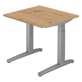 Hoogteverstelbaar bureau XTRA XB 8 SS met blad in rustiek eiken en grijs onderstel van hjh OFFICE PRO