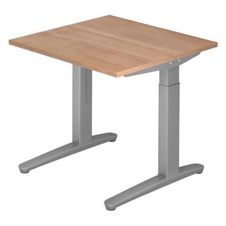 Hoogteverstelbaar bureau XTRA XB 8 SS in walnootlook met grijze poten van hjh OFFICE PRO