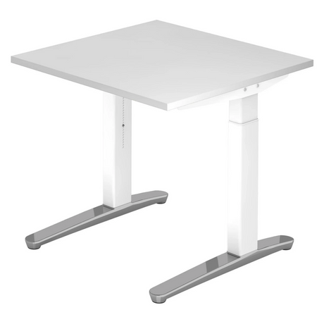 Hoogteverstelbaar bureau XTRA XB 8 WC in wit met vierkant tafelblad van hjh OFFICE PRO