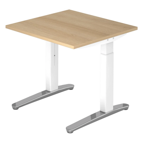 Hoogteverstelbaar bureau XTRA XB 8 WC in eikenlook met wit onderstel van hjh OFFICE PRO