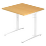 Hoogteverstelbaar bureau XTRA XB 8 WW met beukenkleurige plaat en wit onderstel van hjh OFFICE PRO