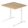 Hoogteverstelbaar bureau XTRA XB 8 WW met eikenhouten blad en wit onderstel van hjh OFFICE PRO