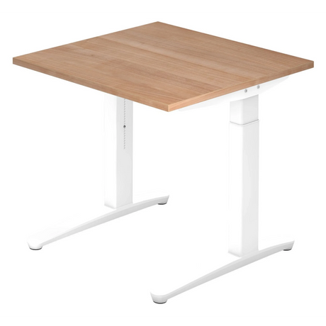 Hoogteverstelbaar bureau XTRA XB 8 WW met walnoot blad en wit onderstel van hjh OFFICE PRO